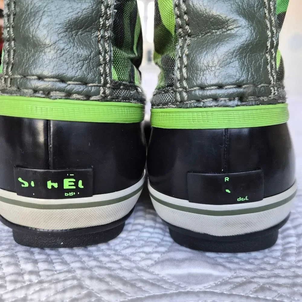 VGUC Sorel Yoot Pac Boots Black Green Boot Sz 5 Waterproof Winter